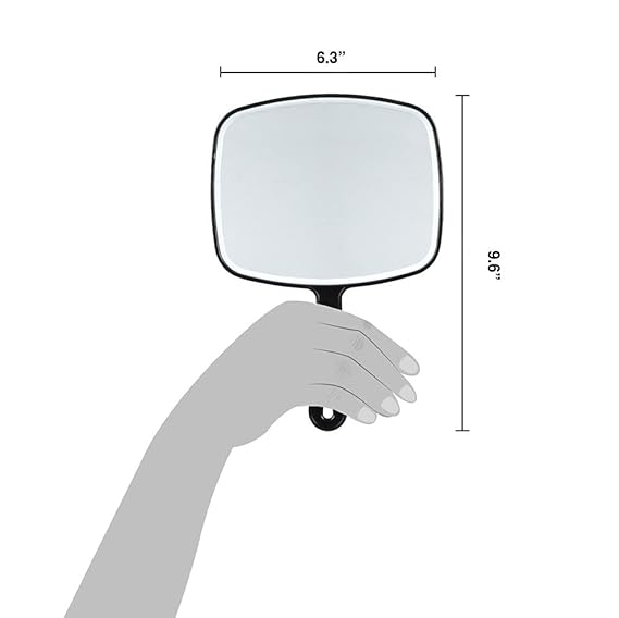 Black Large Hand Held Mirror