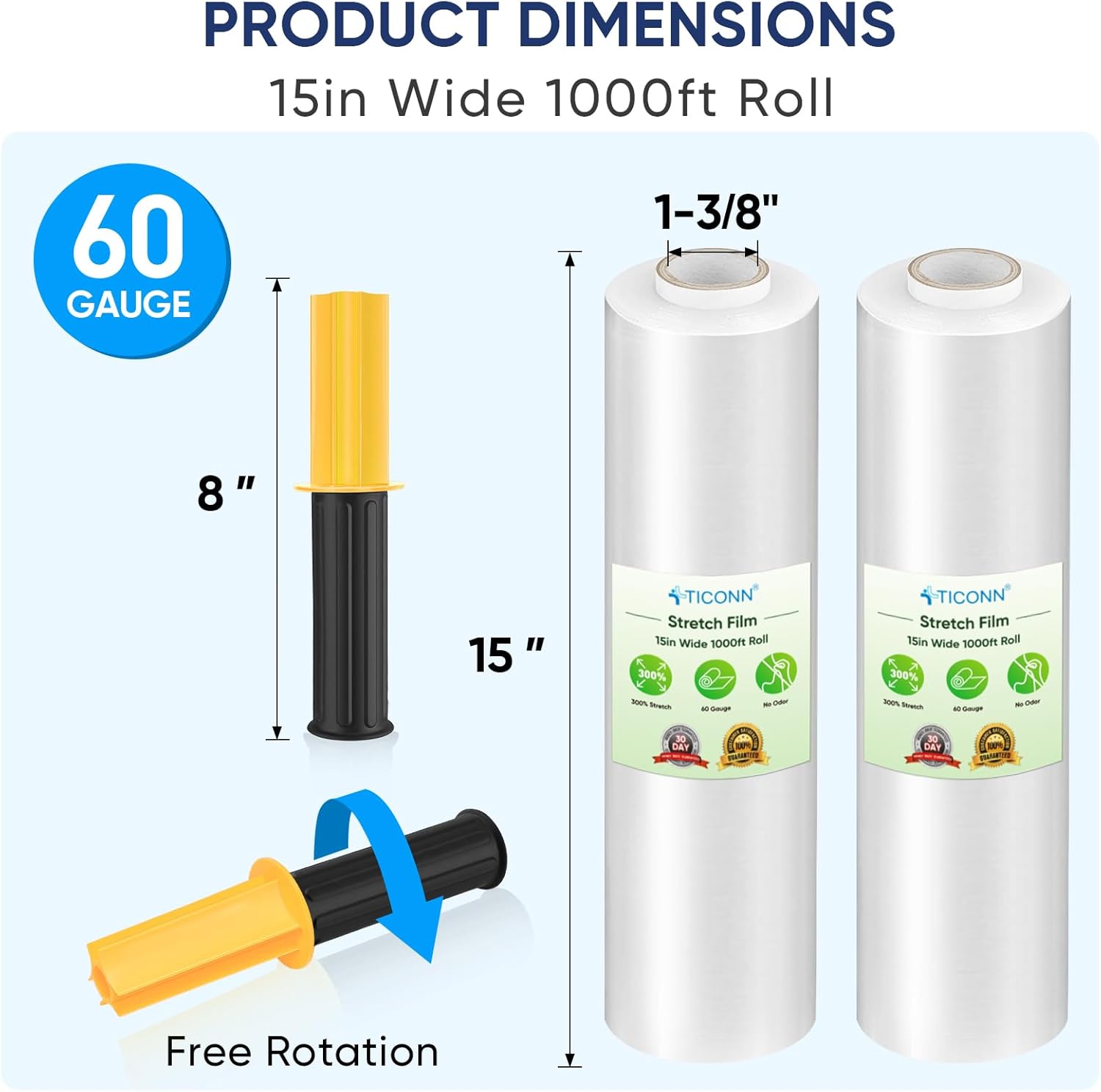 TICONN Clear Wrap with Handles (15"x1000') Don’t wait—Pre-order your shipping supplies today and let D&B handle the delivery to your booth!