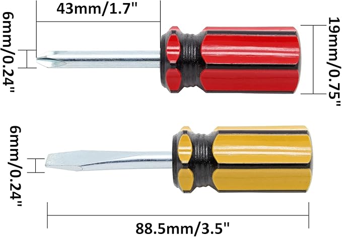 Waziaqoc 2PCS Short Phillips Head and Flathead Screwdrivers