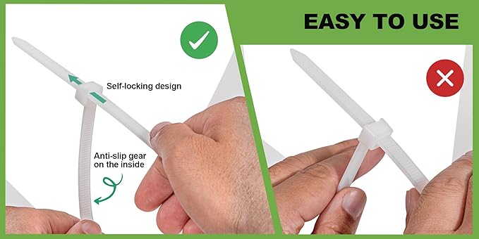 Nirah 12 inch Industrial Grade UV Resistant Zip Ties, Clear White (100 Pack)