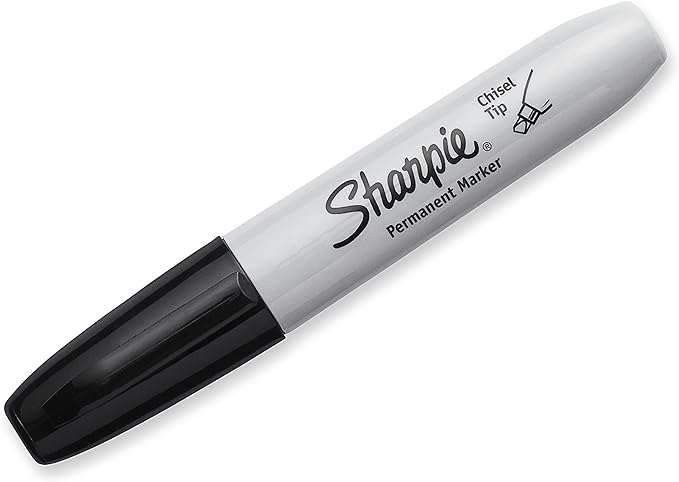 Sharpie Permanent Markers, Chisel Tip, Black, 4 Count