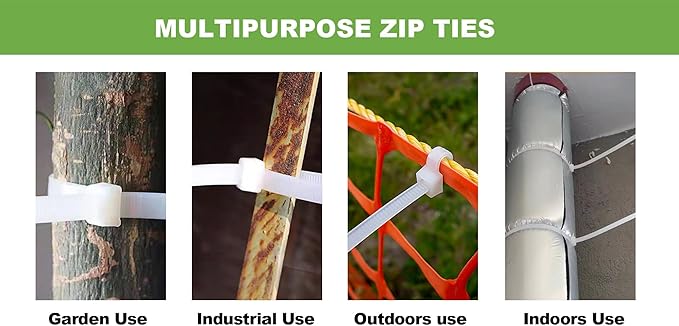 Nirah 12 inch Industrial Grade UV Resistant Zip Ties, Clear White (100 Pack)