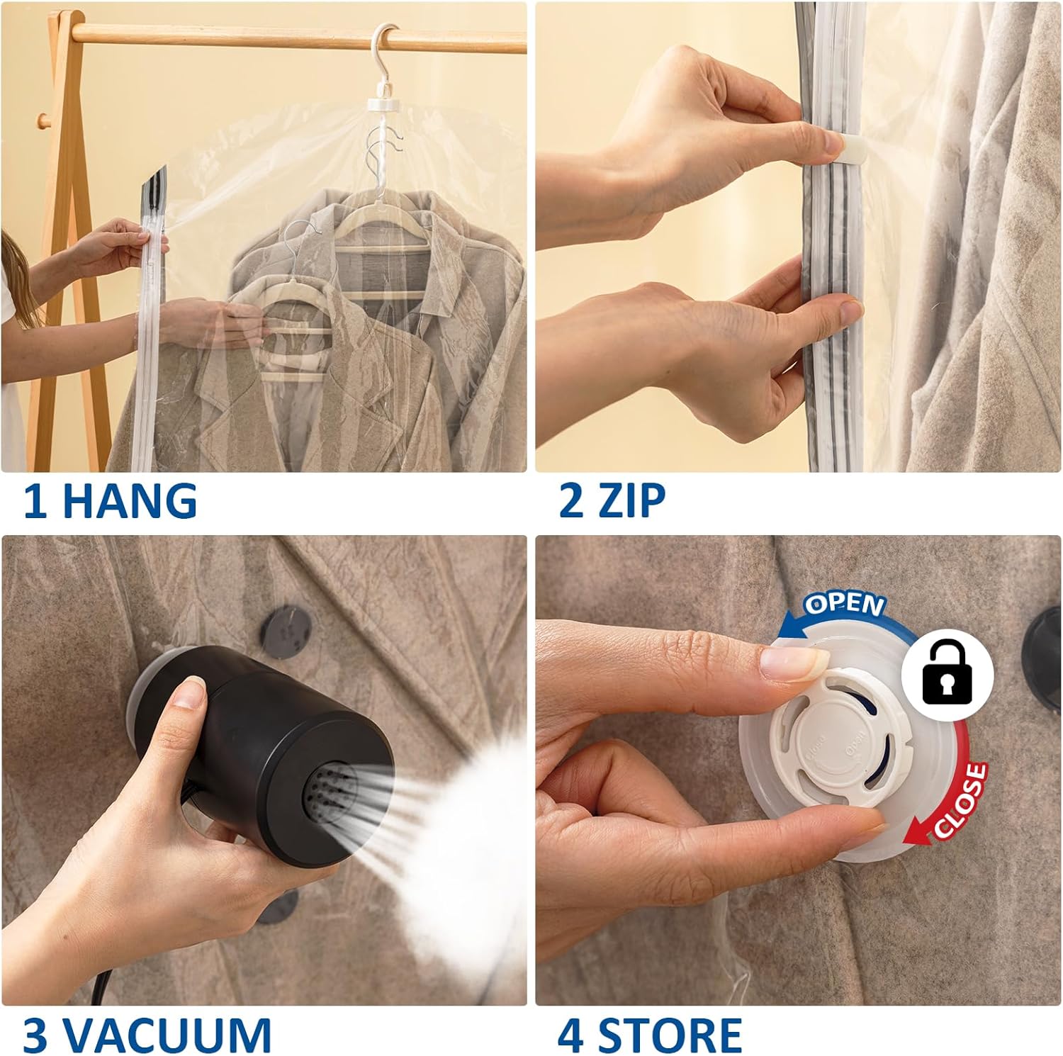 Hanging Vacuum Storage Bags (Pack of 4)