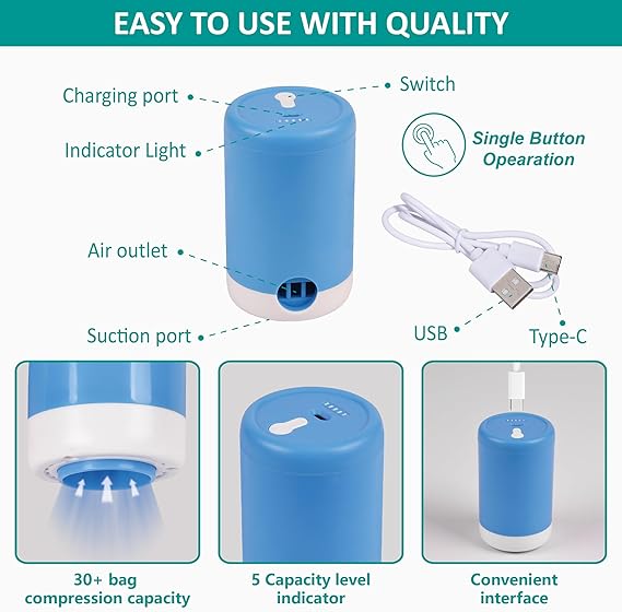 Vacuum Storge Bags with Electric Pump (30 Pack)