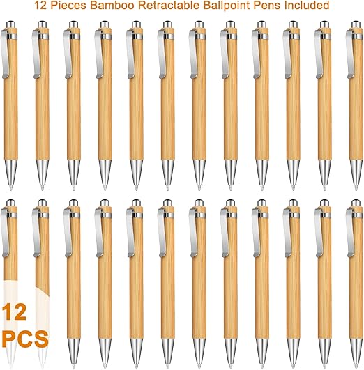 Eco-Friendly Wooden Ballpoint Pens (12-Pack)