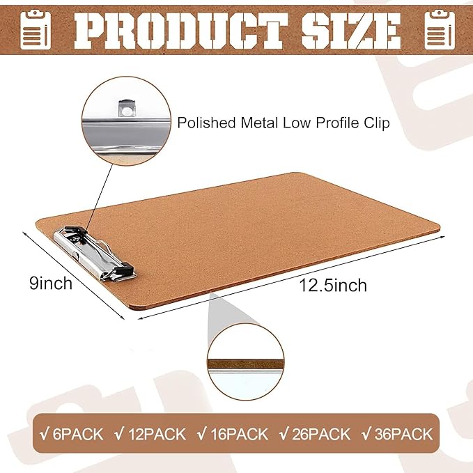 Clipboards, PANDRI 6 Pack Hardboard Office Clipboards