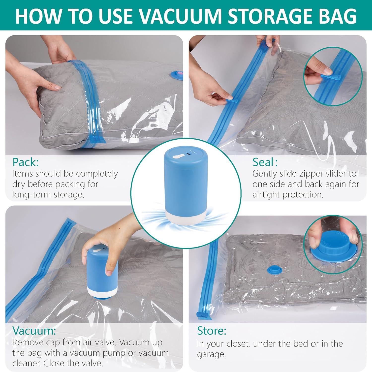 Vacuum Storge Bags with Electric Pump (30 Pack)