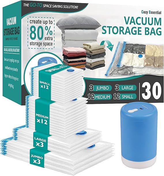 Vacuum Storge Bags with Electric Pump (30 Pack)