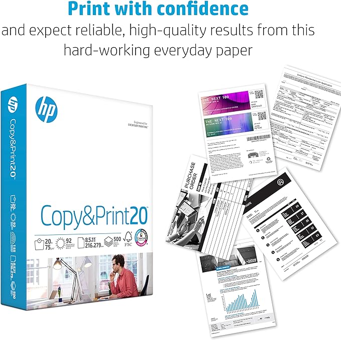 HP Printer Paper, 8.5 x 11 Paper, 500 Sheets