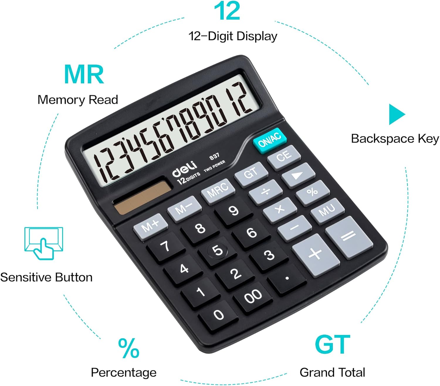 Deli Solar-Powered Desk Calculator