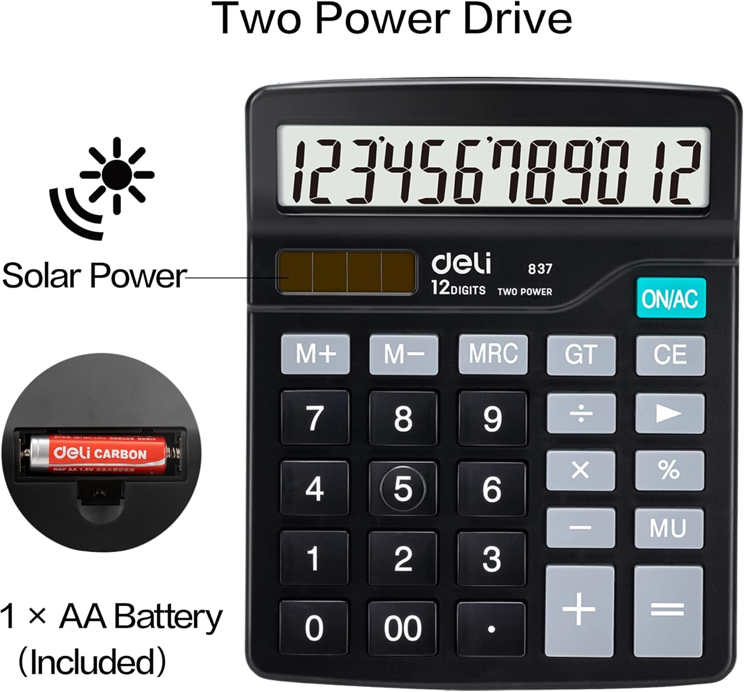 Deli Solar-Powered Desk Calculator