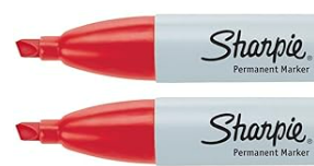 Sharpie Permanent Marker, Chisel Tip, Red, 2 Markers