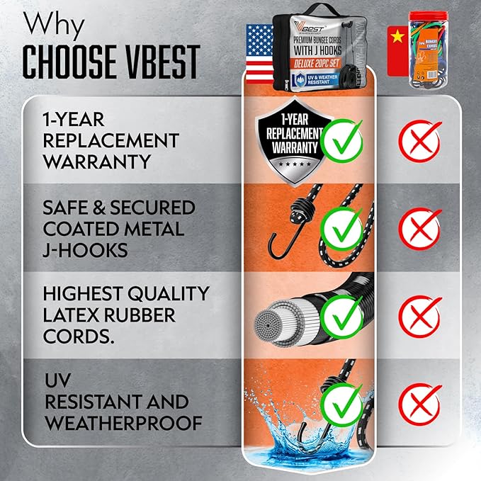 Heavy Duty Bungee Cords with Hooks