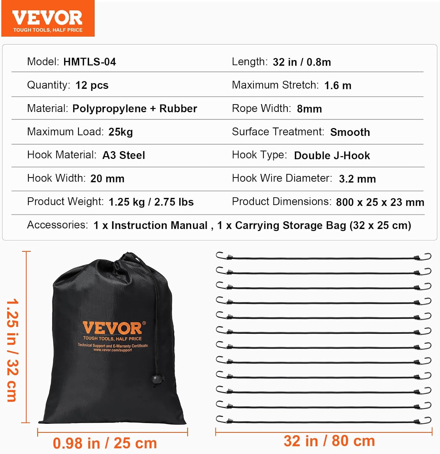 VEVOR Bungee Cords with Hooks
