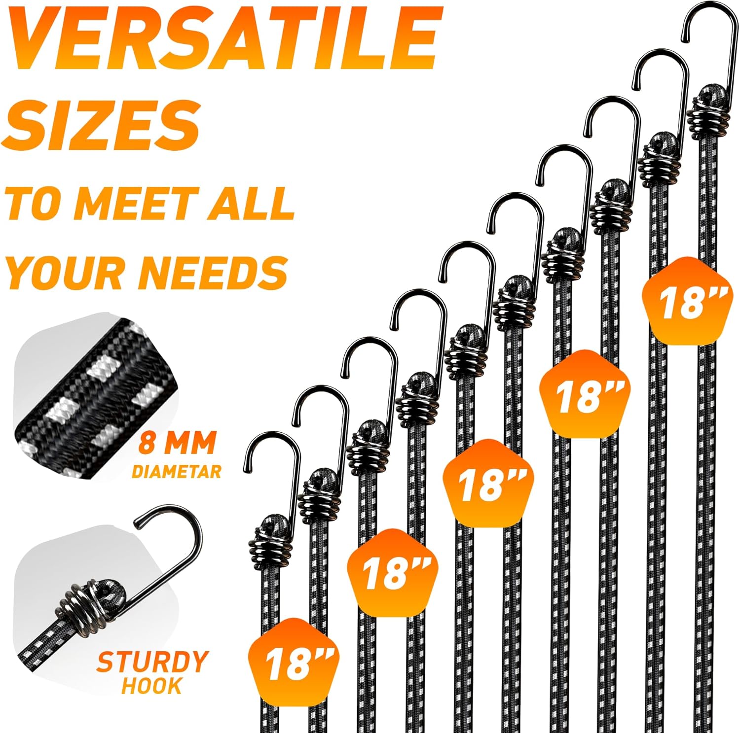 Heavy Duty Bungee Cords with Hooks